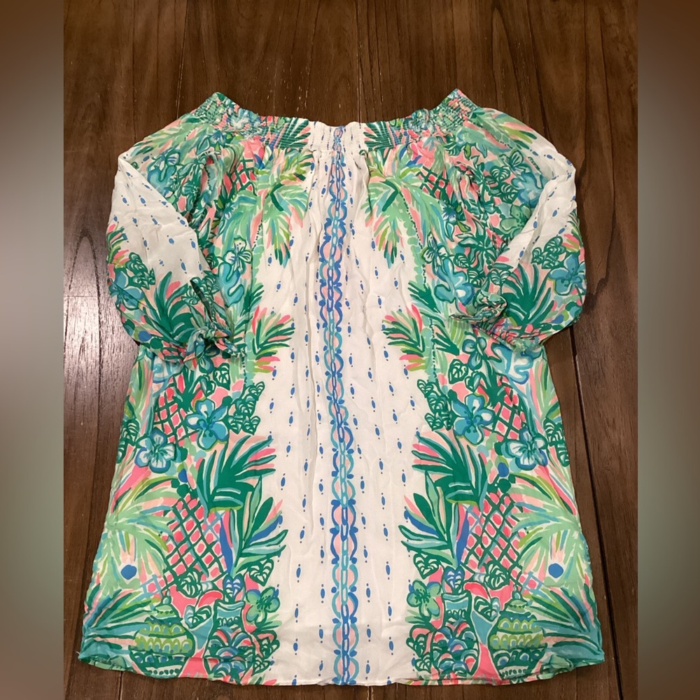 Lilly Pulitzer Resort White Maryellen Coconut Row Off The Shoulder mini Dress S - Picture 6 of 9